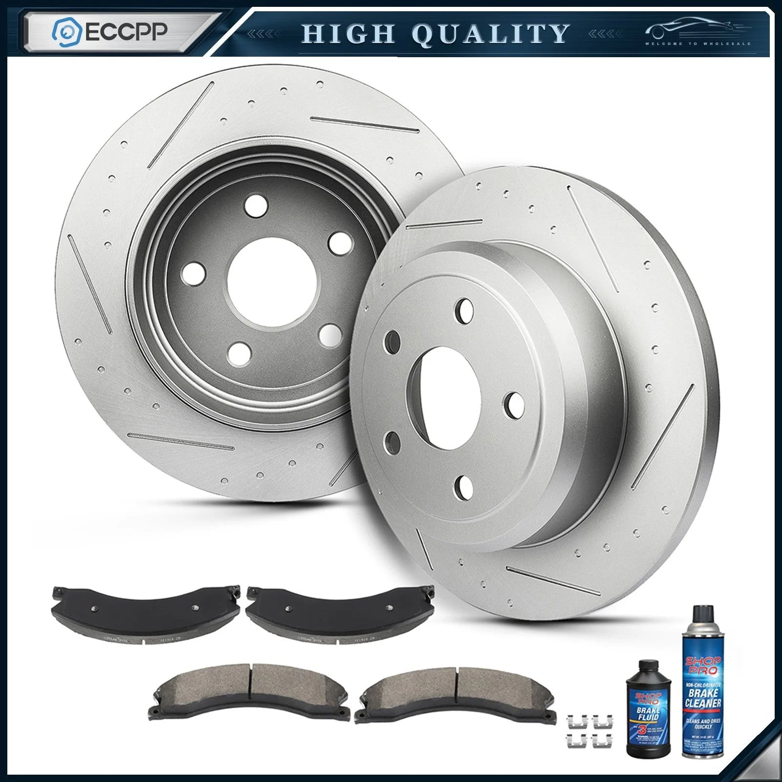 For 2011-2017 Jeep Grand Cherokee Rear Drill Brake Rotors & Ceramic Pad 6B93BC-57 [1]