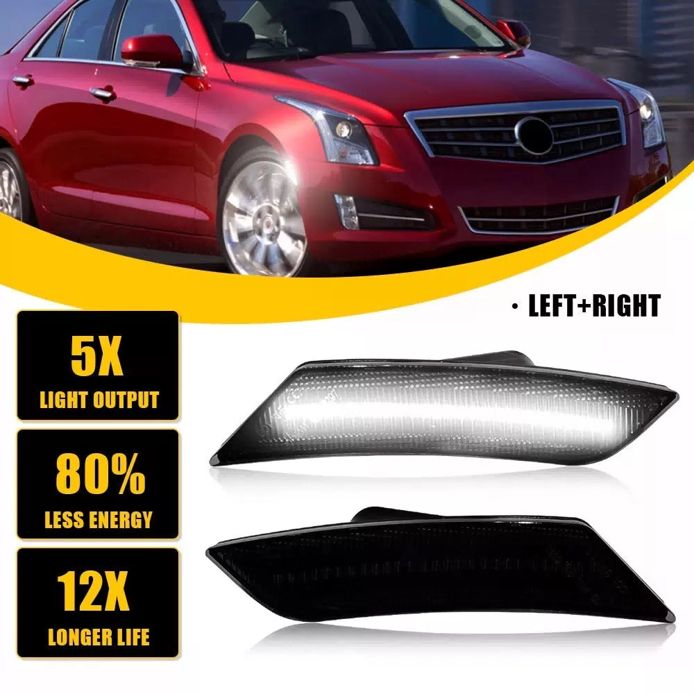 For 2013 2014 Cadillac ATS & 2017-2024 XT5 Smoke Front Bumper Side Marker Lights 6B93BC-57 [1]
