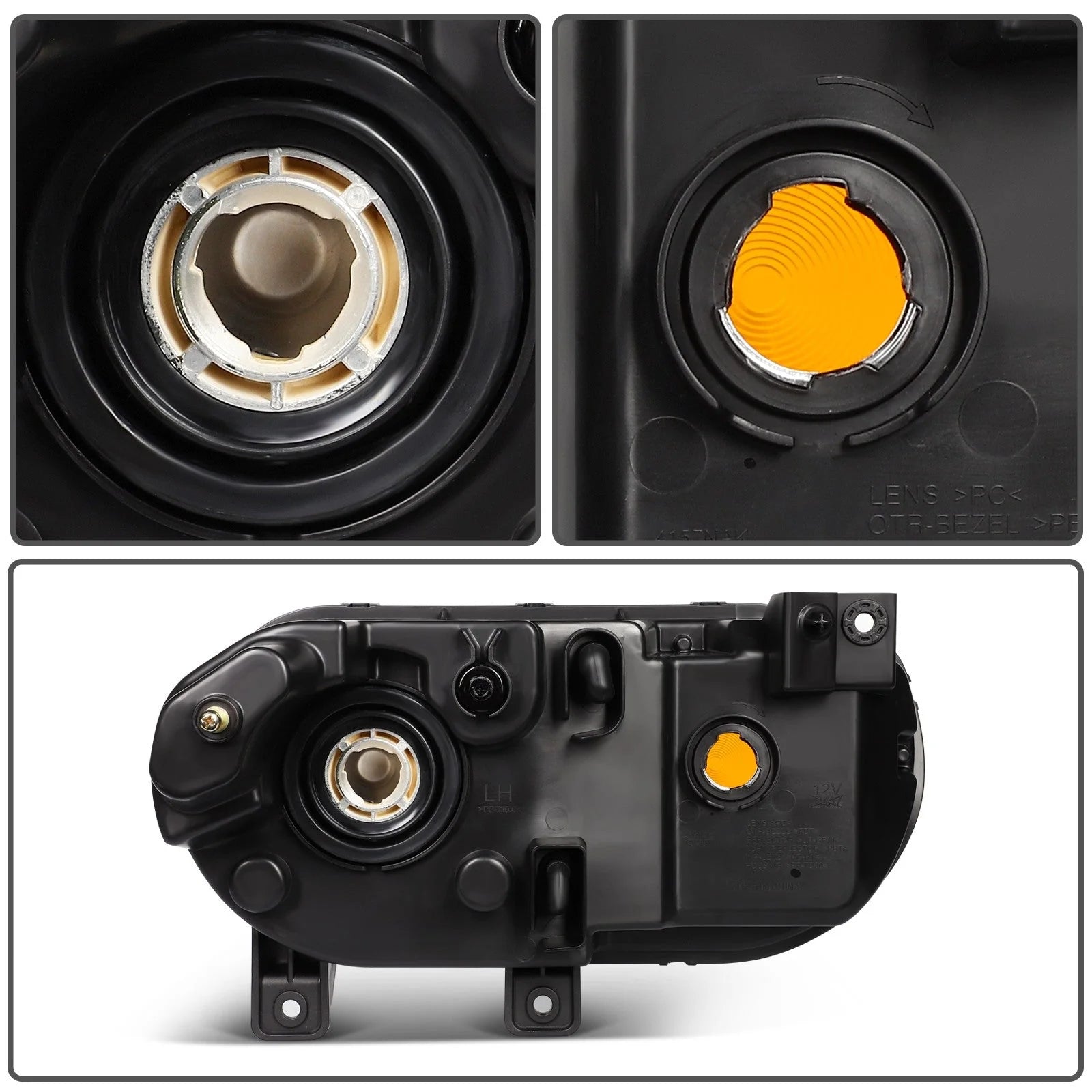 For 2014-2008 Dodge Challenger Black Housing w/Amber L+R Headlights Assembly 6B93BC-57 [10]