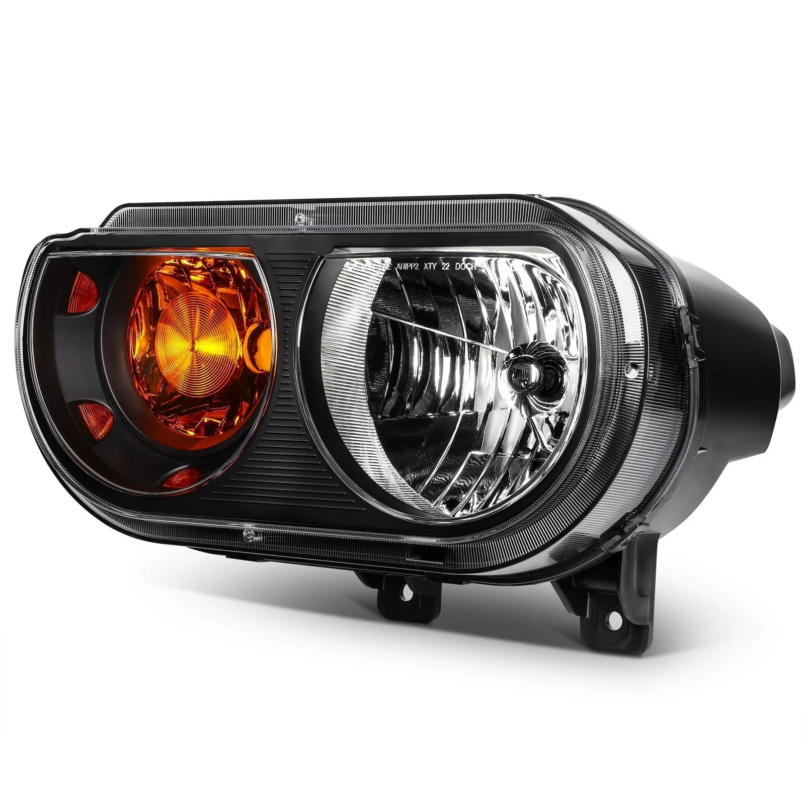For 2014-2008 Dodge Challenger Black Housing w/Amber L+R Headlights Assembly 6B93BC-57 [6]