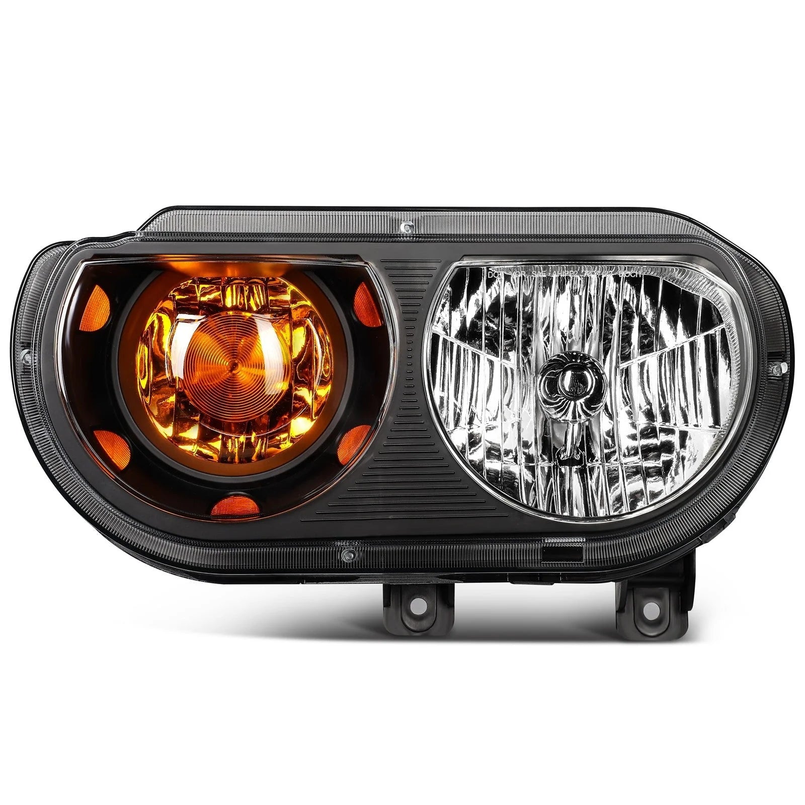 For 2014-2008 Dodge Challenger Black Housing w/Amber L+R Headlights Assembly 6B93BC-57 [7]