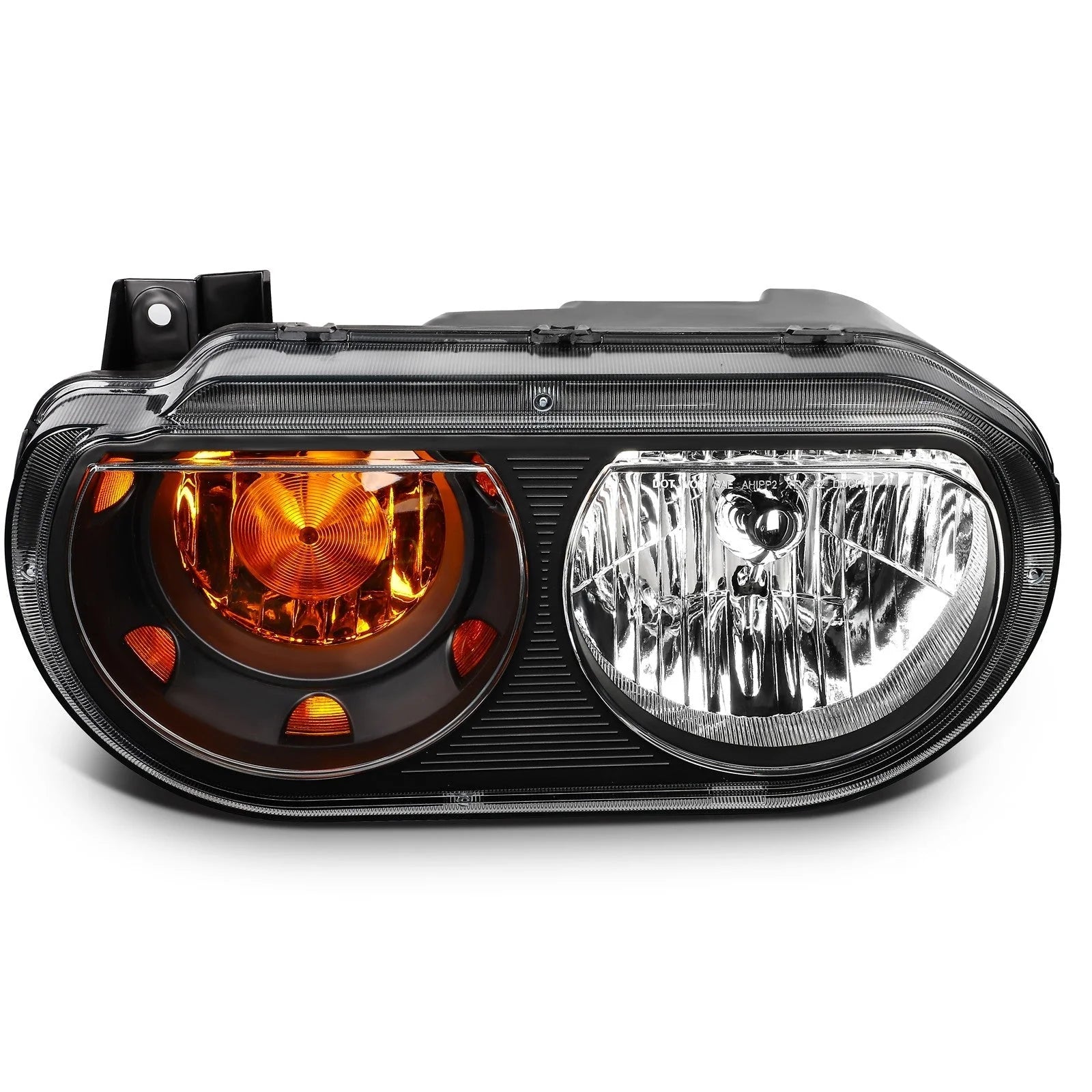 For 2014-2008 Dodge Challenger Black Housing w/Amber L+R Headlights Assembly 6B93BC-57 [8]