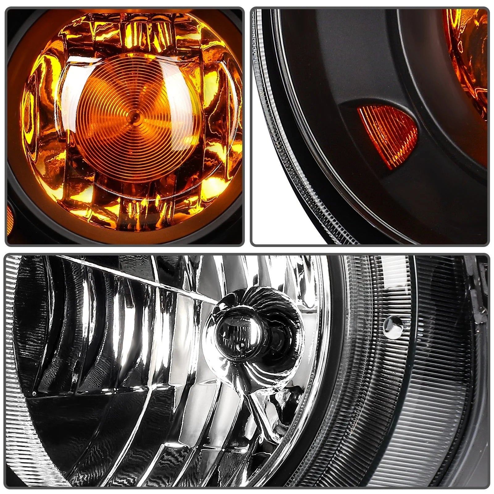 For 2014-2008 Dodge Challenger Black Housing w/Amber L+R Headlights Assembly 6B93BC-57 [9]