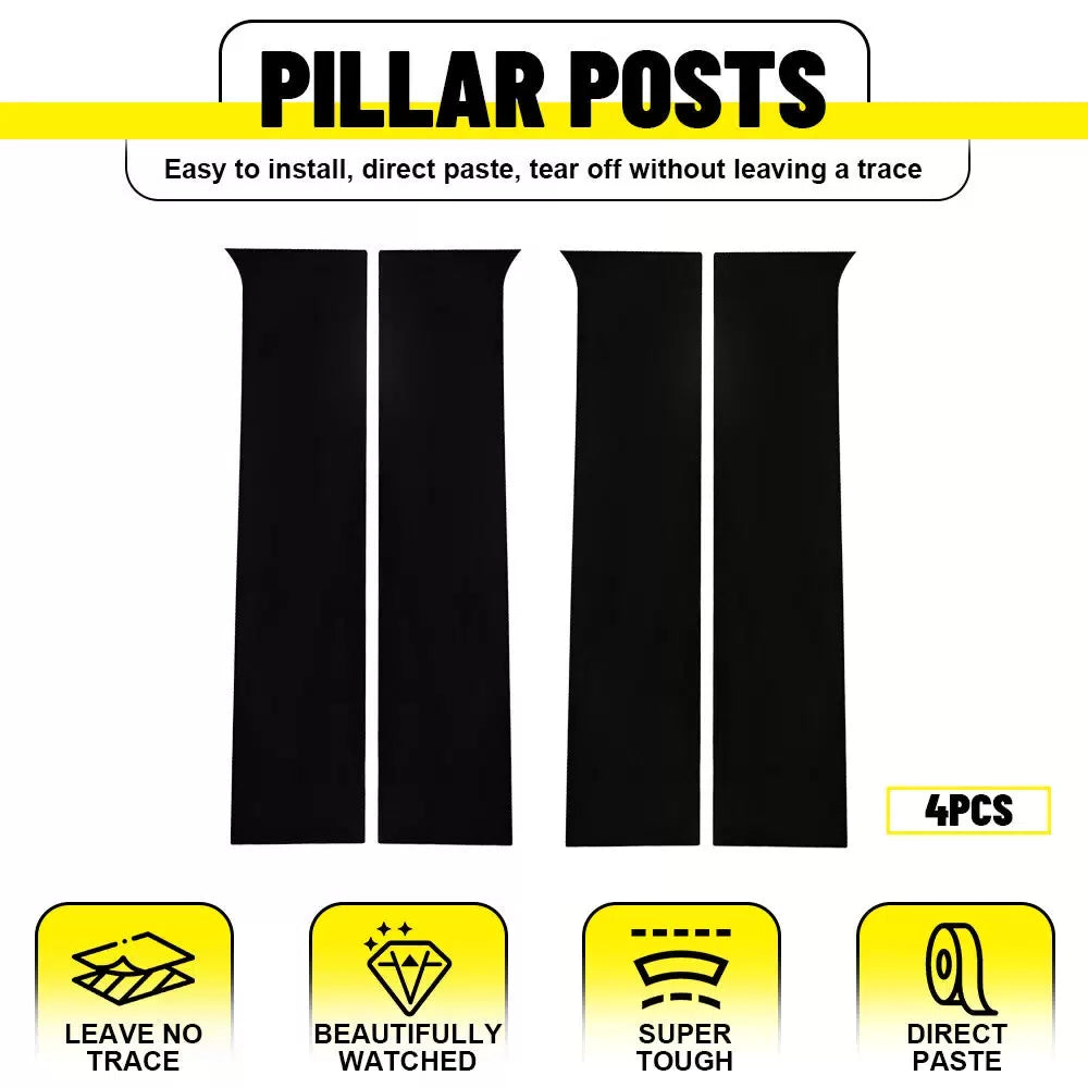 For 2014-2018 Chevy Silverado GMC Sierra Pillar Post Door Trim Cover Black 4pcs 6B93BC-57 [1]