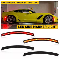 For 2014-2019 Chevy Corvette LED C7 Smoke Side Marker Lights Fender Front Rear 6B93BC-57 [1]