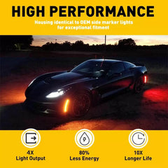 For 2014-2019 Chevy Corvette LED C7 Smoke Side Marker Lights Fender Front Rear 6B93BC-57 [3]