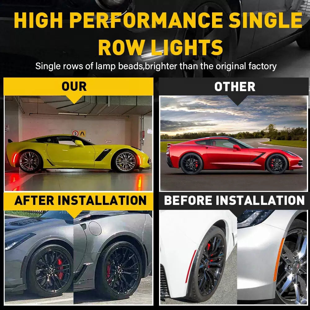 For 2014-2019 Chevy Corvette LED C7 Smoke Side Marker Lights Fender Front Rear 6B93BC-57 [4]