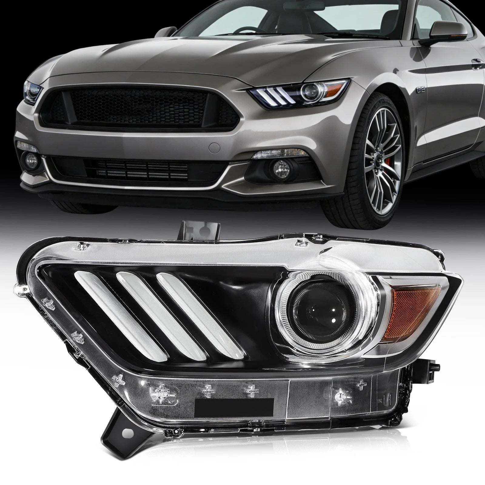 For 2015-2017 Ford Mustang Black Clear Lens Left Side Headlight Assembly KOEEP [1]