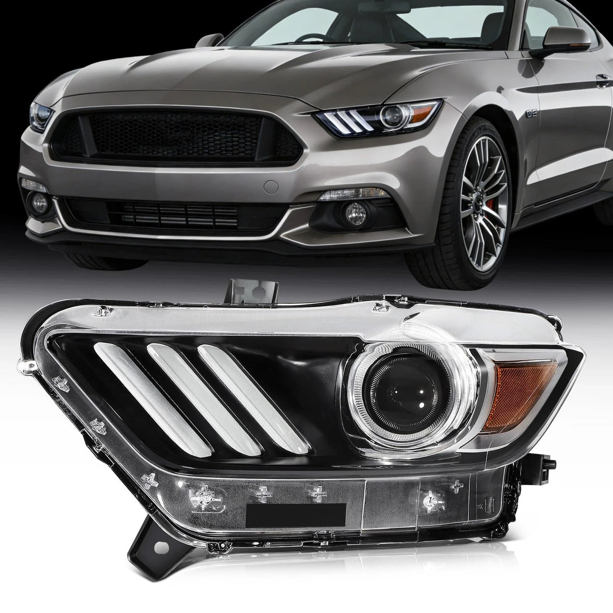 For 2015-2017 Ford Mustang Black Clear Lens Left Side Headlight Assembly KOEEP [1]