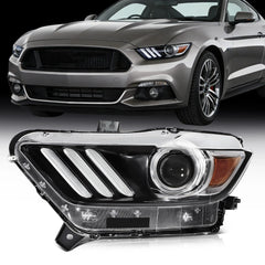For 2015-2017 Ford Mustang Black Clear Lens Left Side Headlight Assembly KOEEP [1]