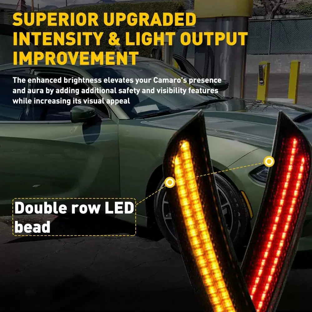 For 2015-2021 Dodge Charger Marker Side Lights Fender Lamps Front Amber&Red Rear 6B93BC-57 [5]
