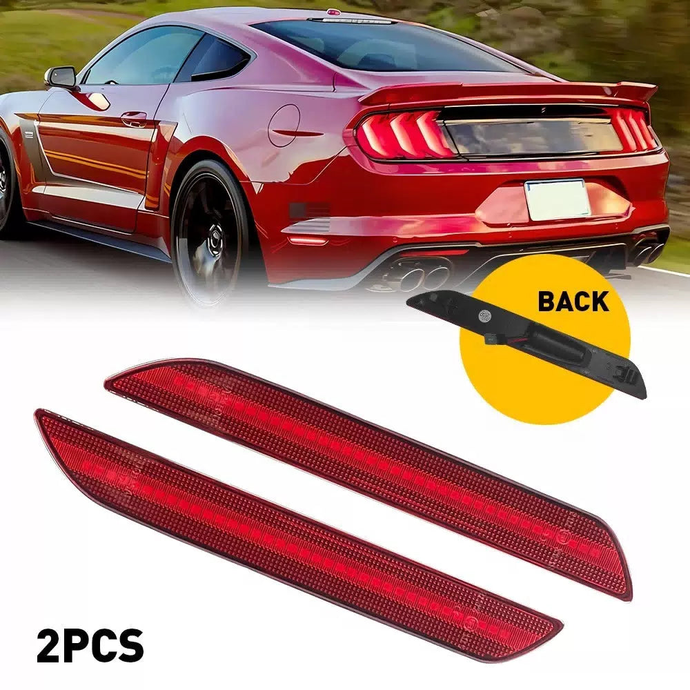 For 2015-2022 Ford Mustang LED 2X Rear Side Marker Red Light Lens Left & Right 6B93BC-57 [1]