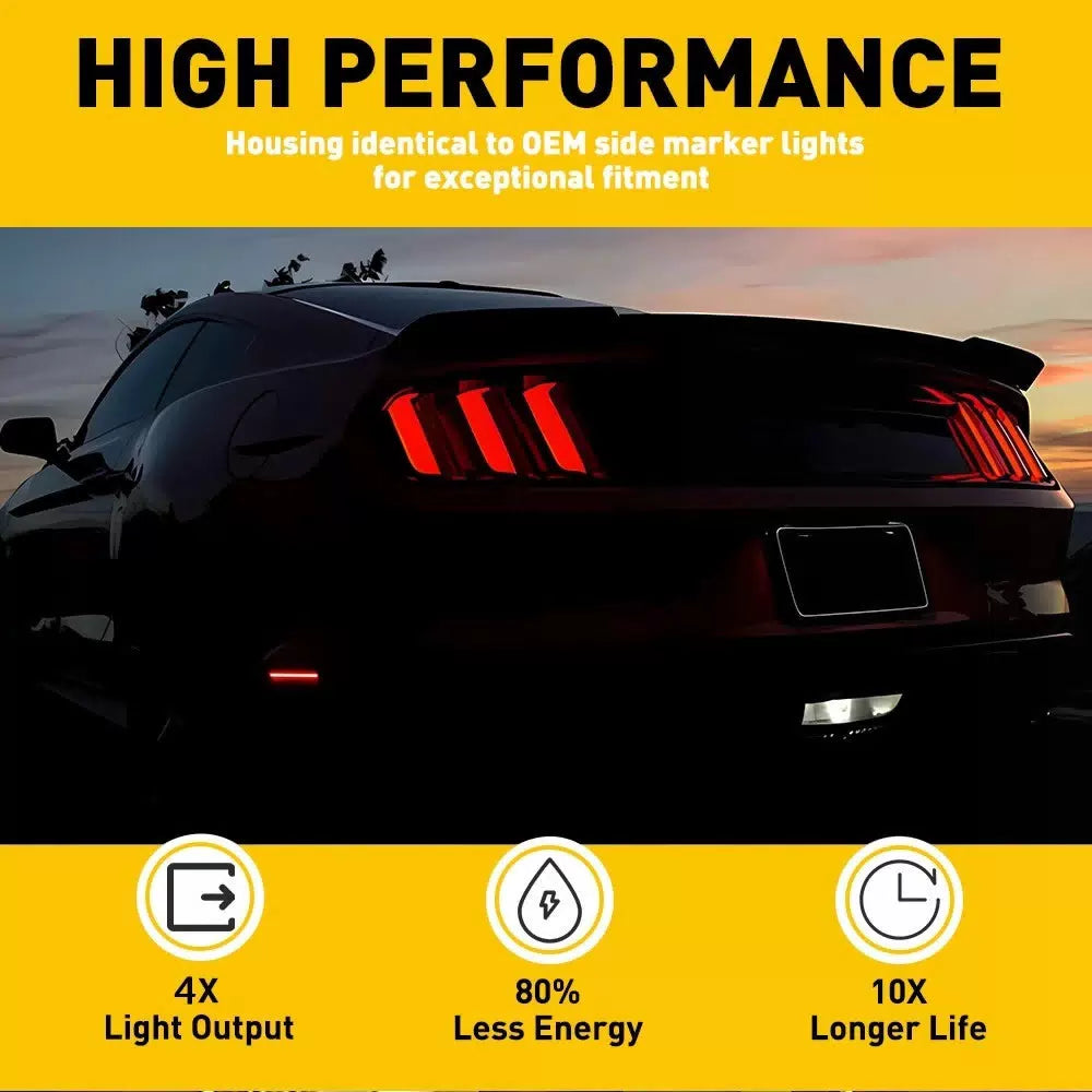 For 2015-2022 Ford Mustang LED 2X Rear Side Marker Red Light Lens Left & Right 6B93BC-57 [6]