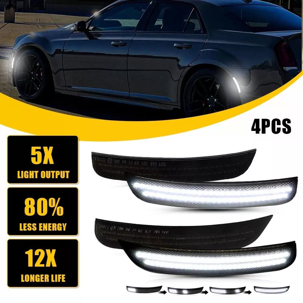 For 2015-2023 Chrysler 300 Smoked Lens Front Rear LED Side Marker Lights 4PCS EA 6B93BC-57 [1]