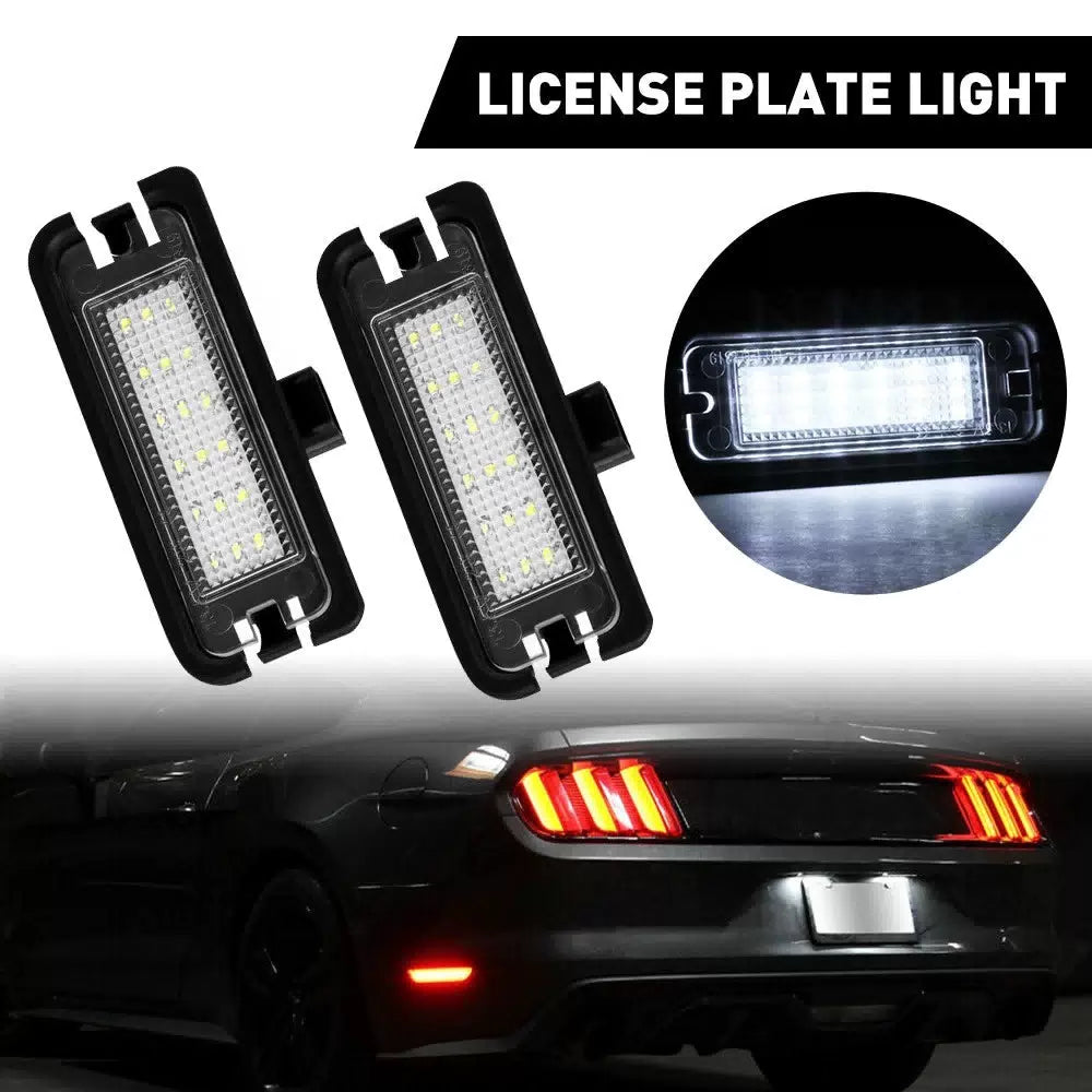 For 2015-21 Ford Mustang WHITE BRIGHTEST LED License Plate Housing Light Pair 6B93BC-57 [1]
