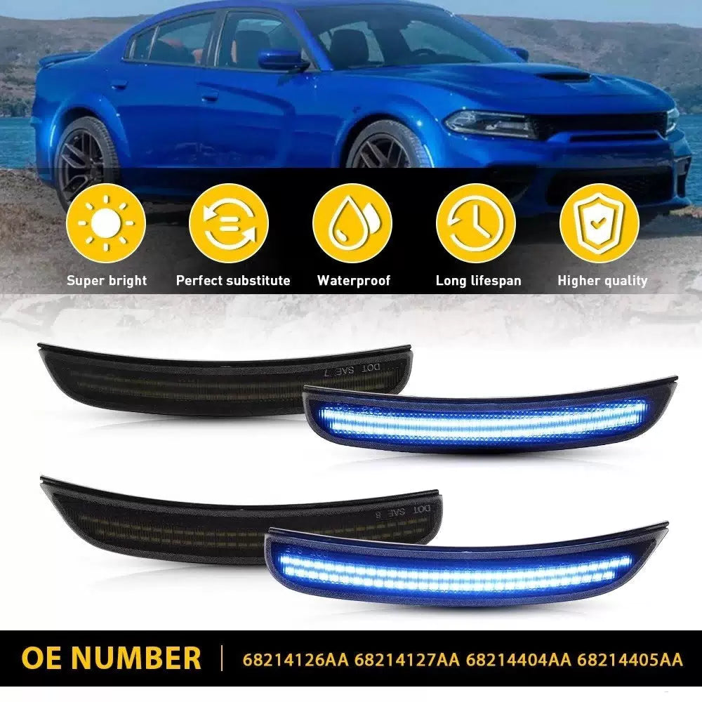 For 2015-22 Dodge Charger Front Rear Smoke LED Fender Side Marker Lights Blue EA 6B93BC-57 [1]