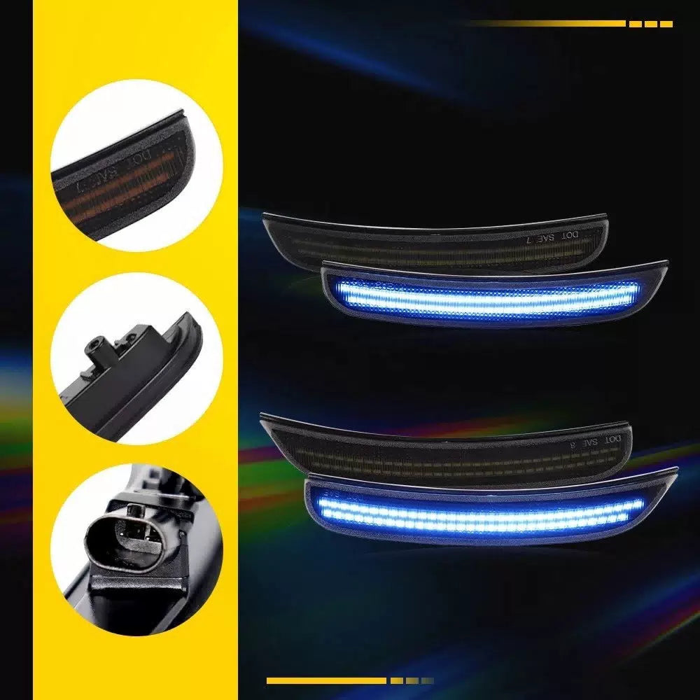 For 2015-22 Dodge Charger Front Rear Smoke LED Fender Side Marker Lights Blue EA 6B93BC-57 [8]