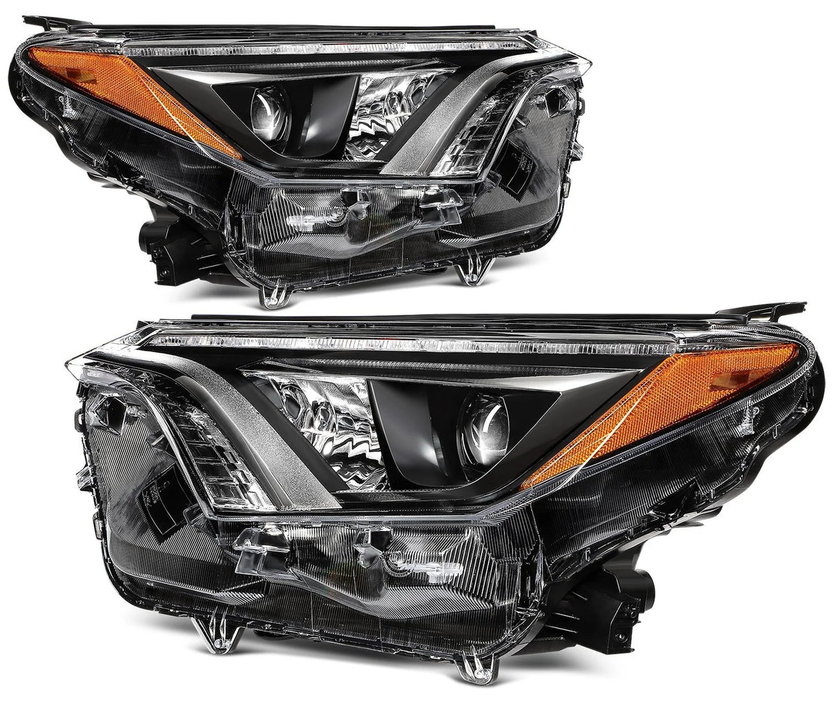 For 2018 2017 2016 Toyota RAV4 w/LED DRL Black Housing Headlights Assembly L+R 6B93BC-57 [1]