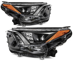 For 2018 2017 2016 Toyota RAV4 w/LED DRL Black Housing Headlights Assembly L+R 6B93BC-57 [1]
