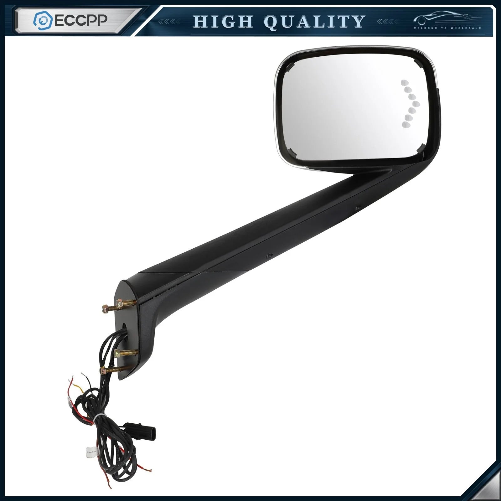For 2018+ Freightliner Cascadia Chrome Hood Mirror LED Turn Signal Right Side 6B93BC-57 [1]
