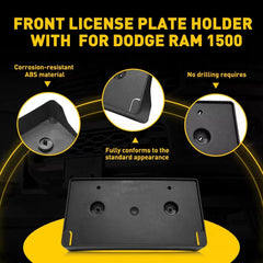 For 2019-2022 Dodge Ram 1500 Front License Tag Plate Frame Bracket Holder Black 6B93BC-57 [3]