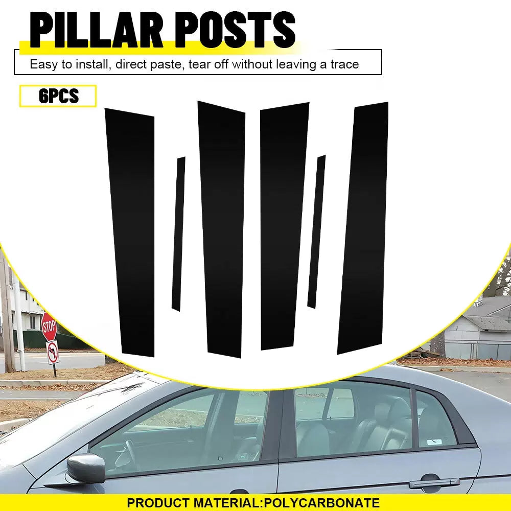 For Acura TL 2004-2008 Glossy Black Pillar Post Door Trim Accessories 6pcs/set A 6B93BC-57 [10]