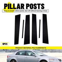 For Acura TL 2004-2008 Glossy Black Pillar Post Door Trim Accessories 6pcs/set A 6B93BC-57 [1]