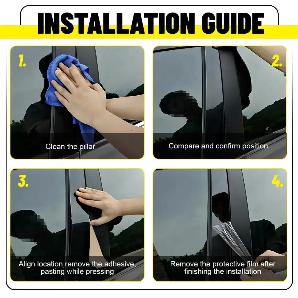 For Acura TL 2004-2008 Glossy Black Pillar Post Door Trim Accessories 6pcs/set A 6B93BC-57 [8]