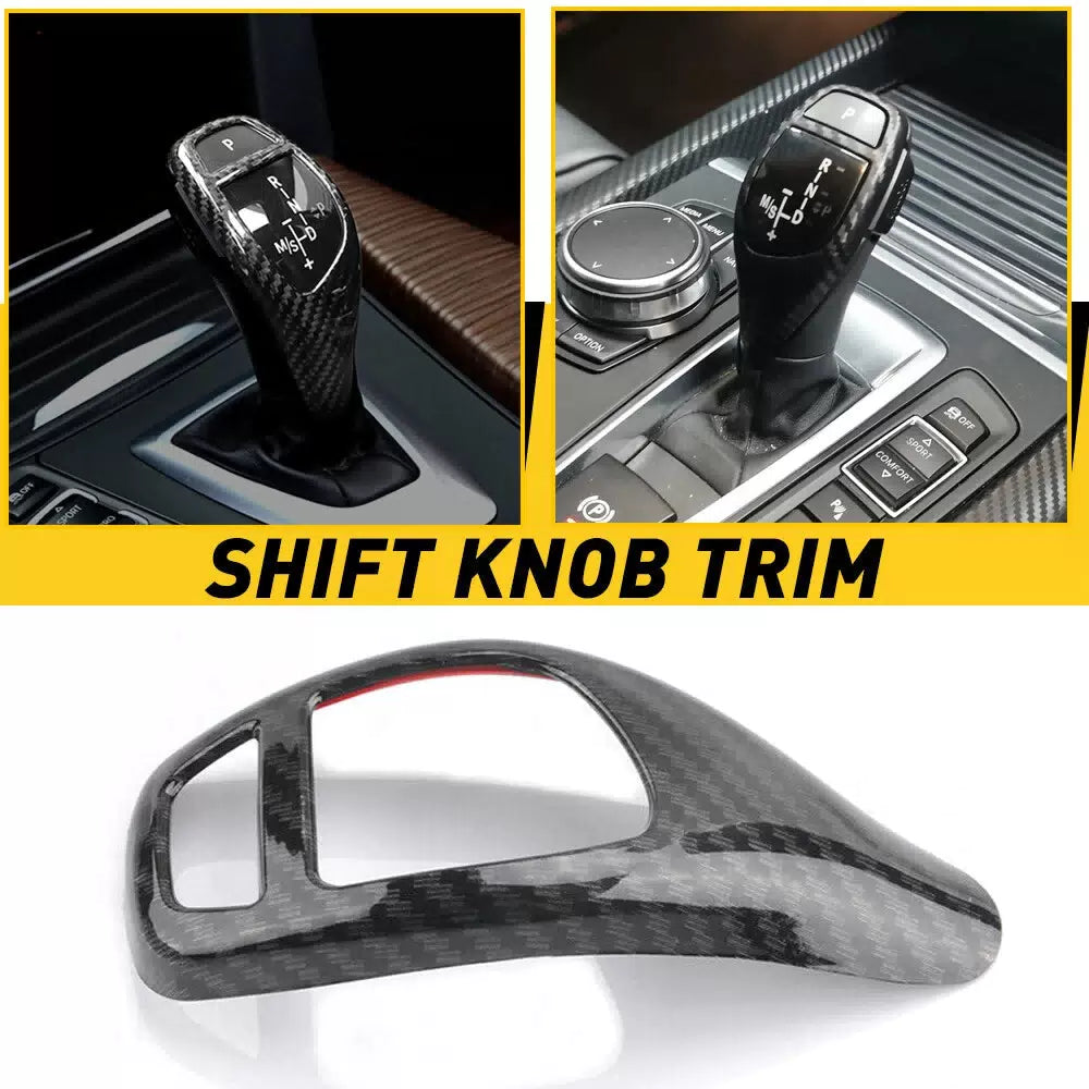 For BMW F30 F20 F15 F10 F25 X5 X3 Carbon Fiber Style Gear Shift Knob Cover Trim 6B93BC-57 [1]