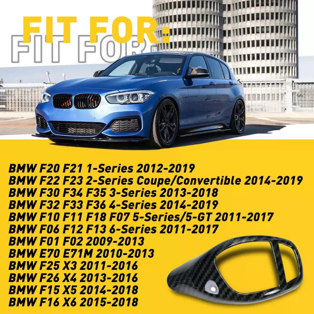 For BMW F30 F20 F15 F10 F25 X5 X3 Carbon Fiber Style Gear Shift Knob Cover Trim 6B93BC-57 [6]