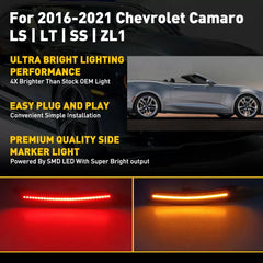 For Chevy Camaro 2016-2021 Smoked Front Rear LED Bumper Side Marker Lights Lamp 6B93BC-57 [4]