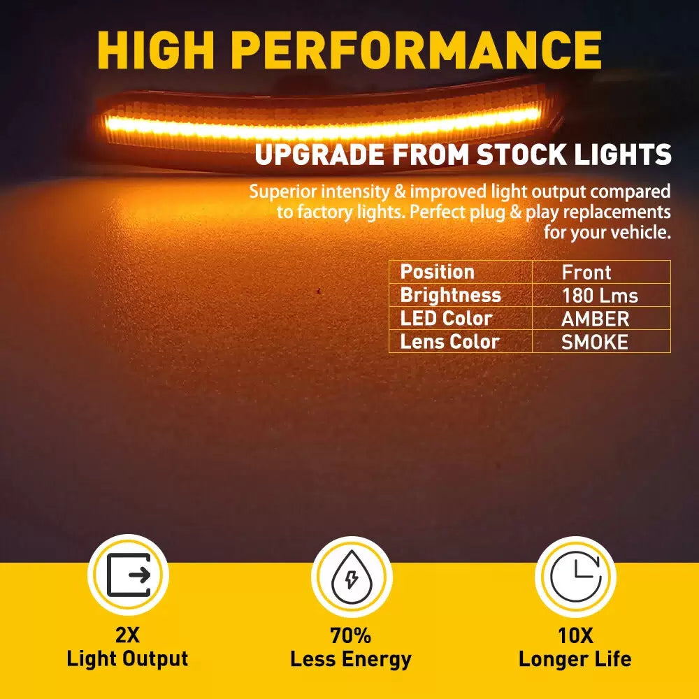 For Chevy Camaro 2016-2021 Smoked Front Rear LED Bumper Side Marker Lights Lamp 6B93BC-57 [6]
