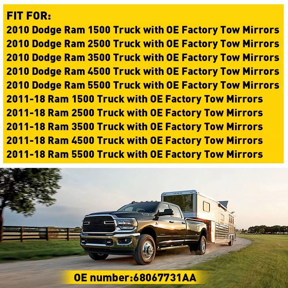 For Dodge Ram 1500 3500 2500 2010-2020 Tow Mirror Spotter lower Glass Left Side 6B93BC-57 [8]
