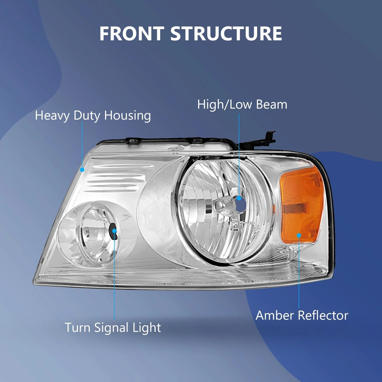 For Ford F-150 2004-2008 Headlights Assembly Pair Chrome Housing Headlamp Set 6B93BC-57 [2]