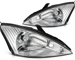 For Ford Focus 2004-2000 Headlight Assembly Chrome Housing Clear Lens Left+Right 6B93BC-57 [1]