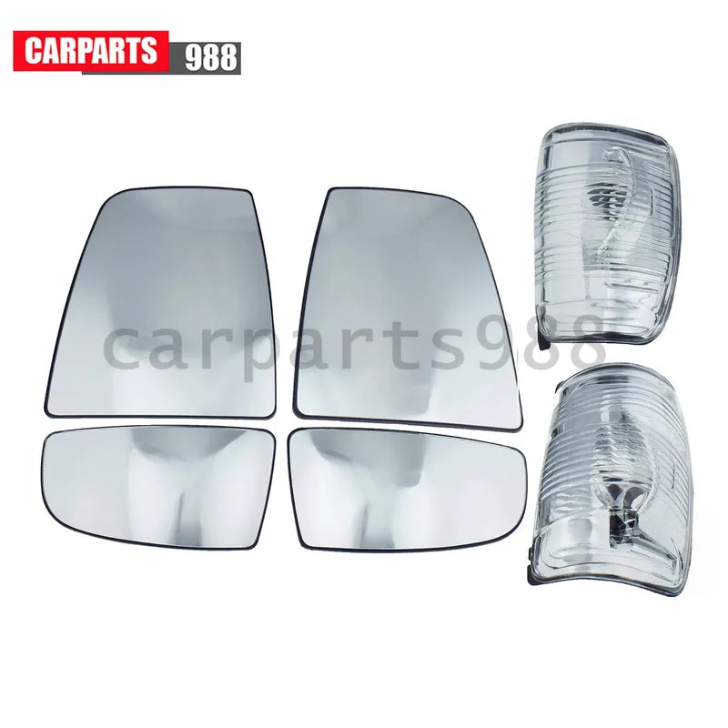 For Ford Transit Mirror Glass Heated Upper Lower +Turn Signal Light LH & RH 4Pcs 6B93BC-57 [1]