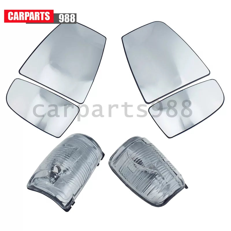 For Ford Transit Mirror Glass Heated Upper Lower +Turn Signal Light LH & RH 4Pcs 6B93BC-57 [2]