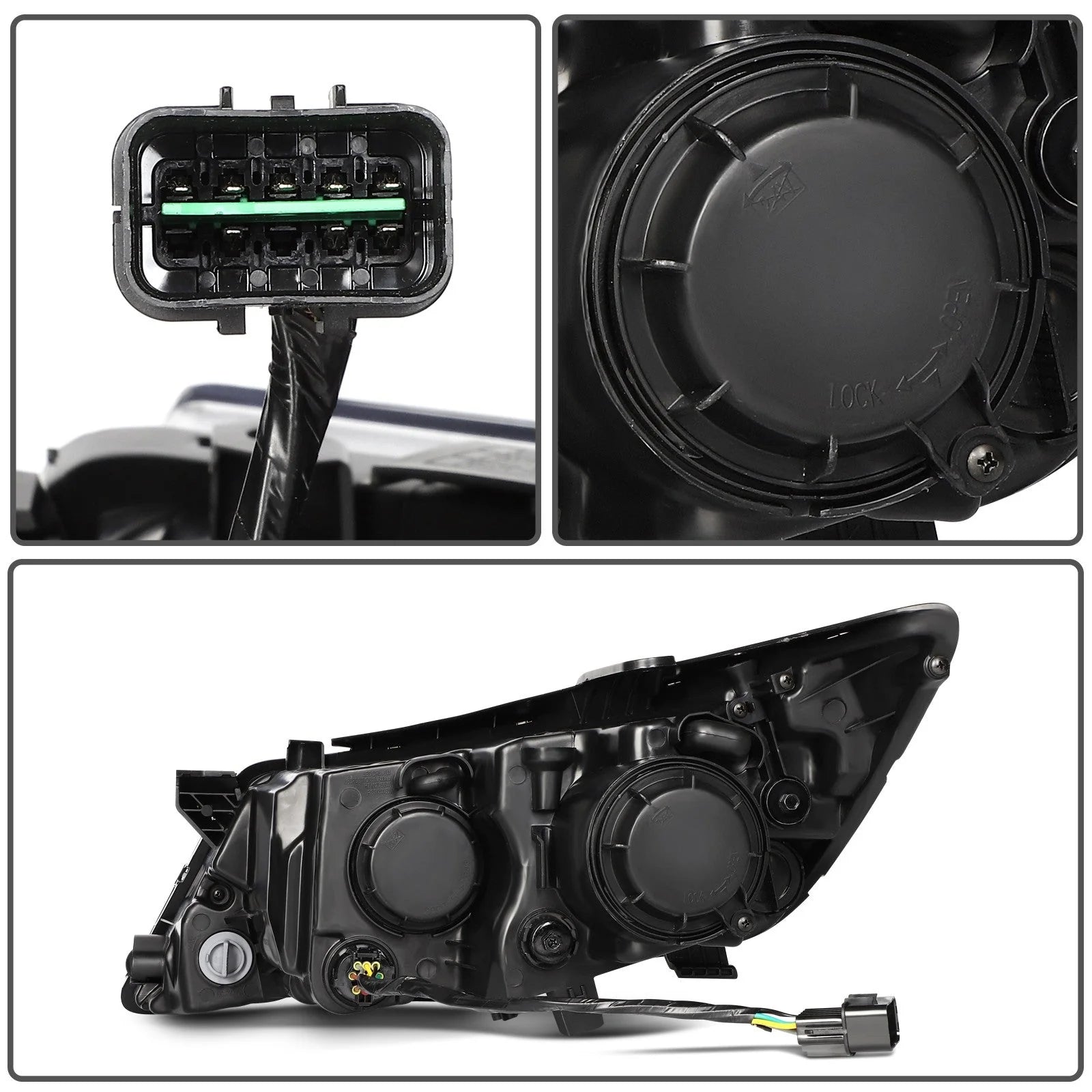 For Kia Optima 2014 2015 Black Housing Headlights Assembly Left+Right 6B93BC-57 [9]