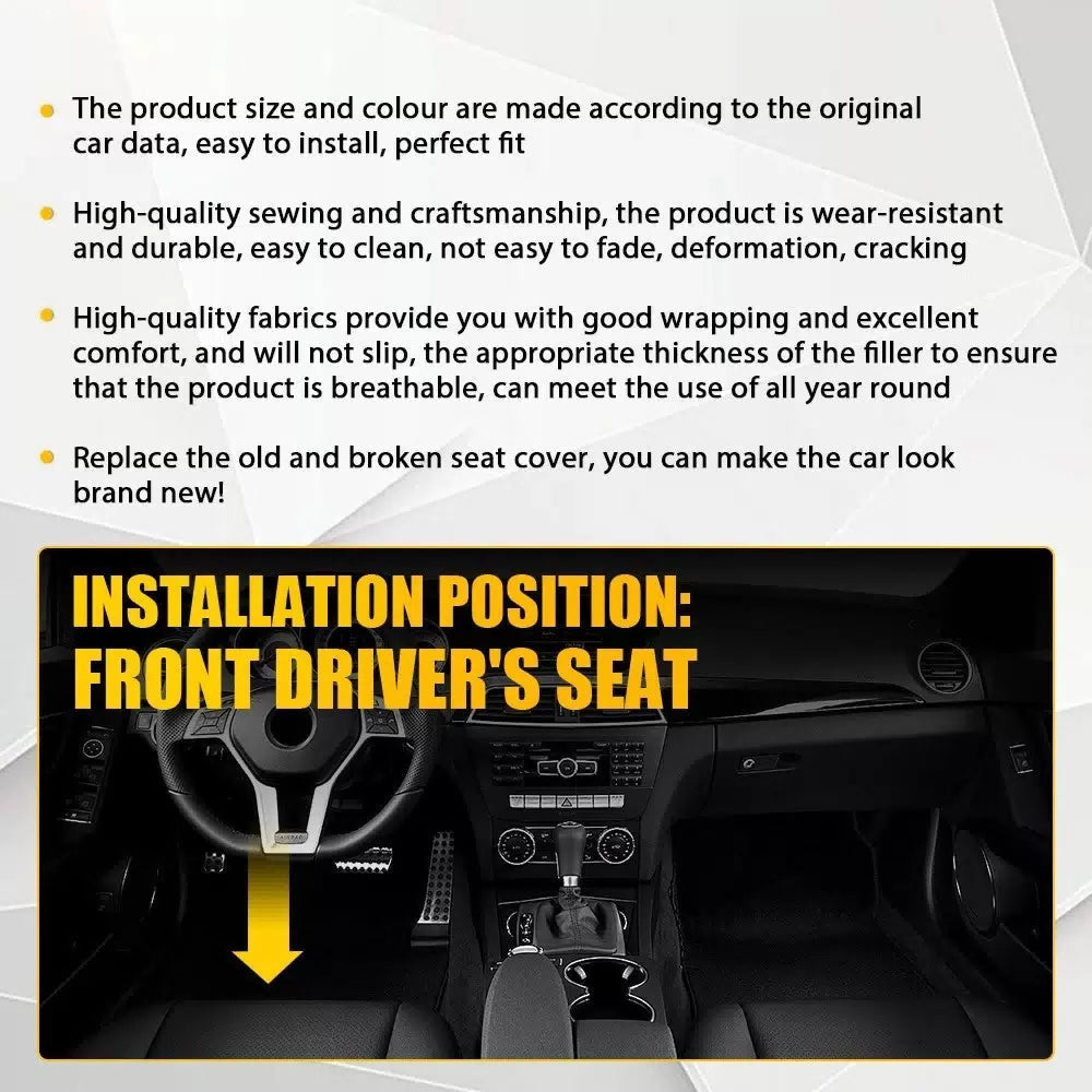 For Mercedes Benz C250 C300 C350 08-14 Driver Bottom Leather Seat Cover Black EA 6B93BC-57 [6]