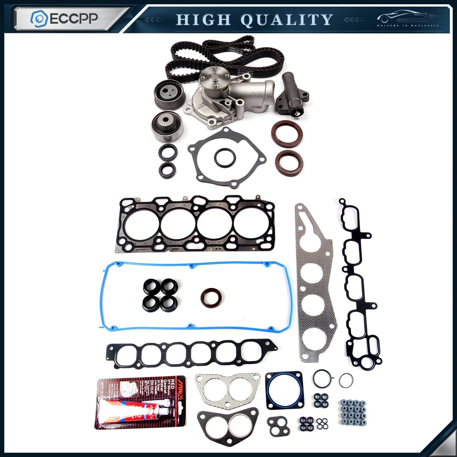 For Mitsubishi Lancer Eclipse 04-09 2.4L Timing Belt Water Pump Head Gasket Set 6B93BC-57 [1]