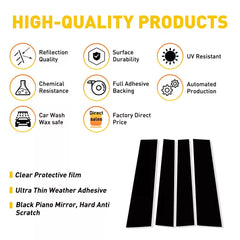 For TOYOTA Tundra Double Cab 2007-2021 Black Pillar Posts Door Window Cover EOA 6B93BC-57 [3]