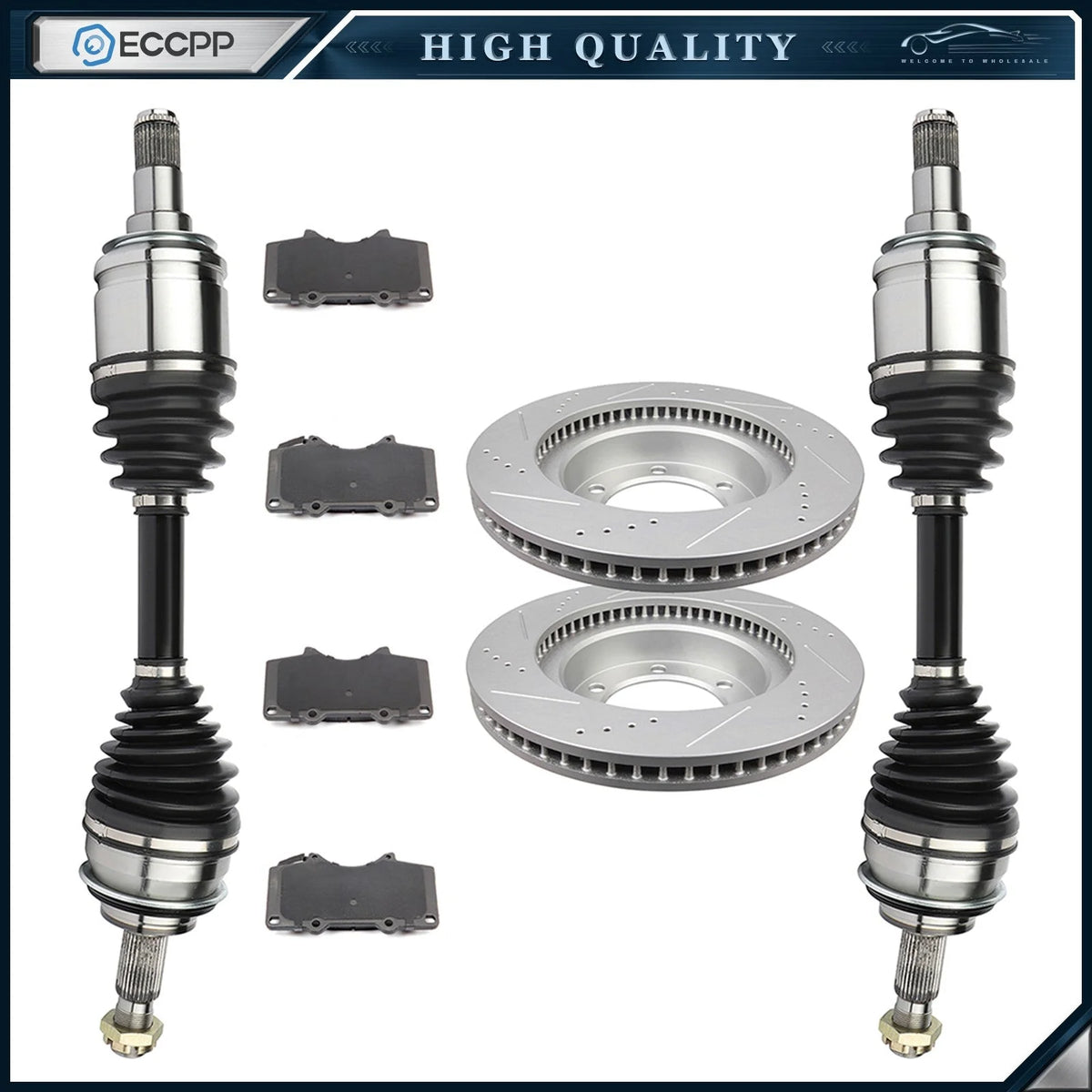 For Toyota 4Runner SR5 4.0L 2003 2004-2009 Front CV Axles + Brake Pads & Rotors 6B93BC-57 [1]