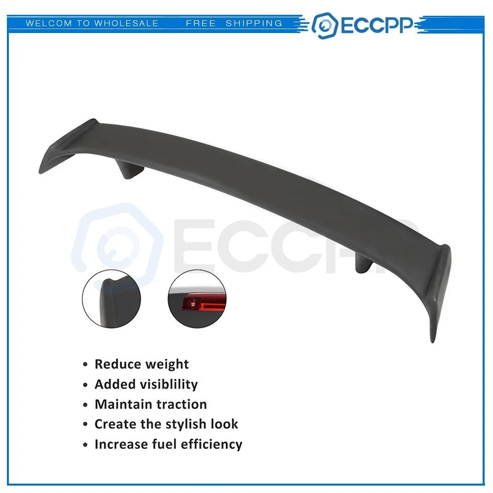 For Universal Fitment ABS Black Trunk Spoiler Deck Wing With 2 Posts & LED KOEEP [2]