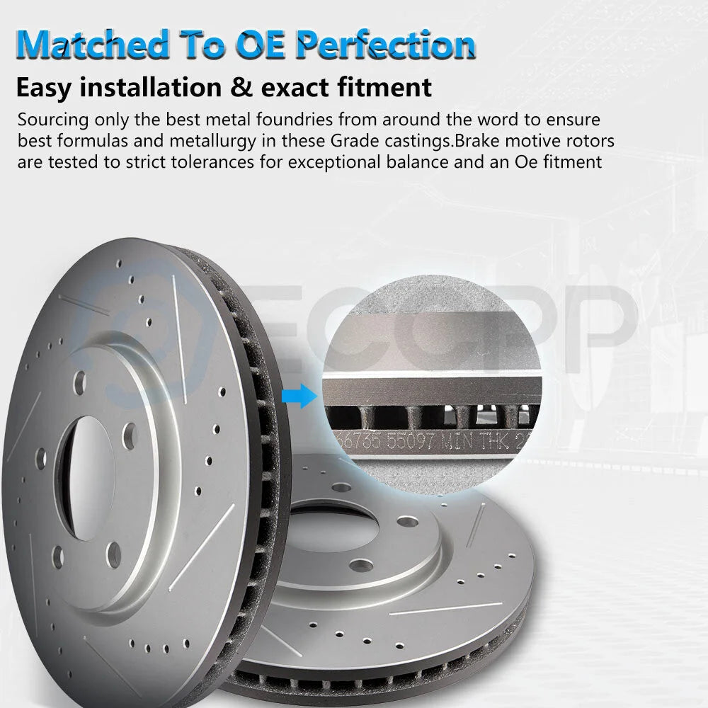 Front And Rear Drill Slot Brake Rotor For Infiniti EX35 G37X M35 Q40 350Z Maxima 6B93BC-57 [3]
