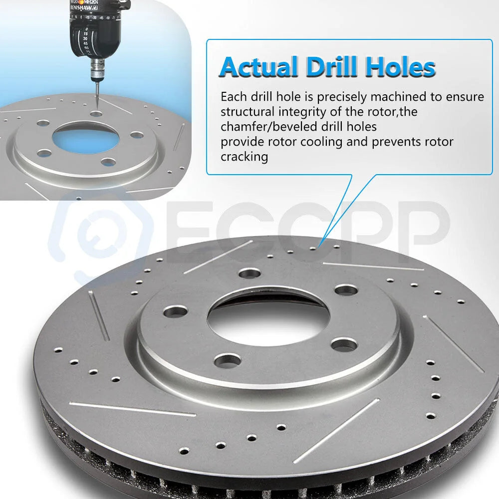 Front And Rear Drill Slot Brake Rotor For Infiniti EX35 G37X M35 Q40 350Z Maxima 6B93BC-57 [4]