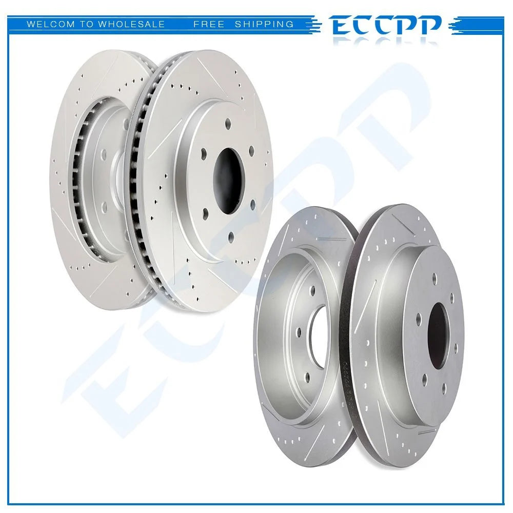 Front And Rear Drilled Slot Brake Rotor For 04 05 Nissan Titan Armada 5.6L V8 6B93BC-57 [1]