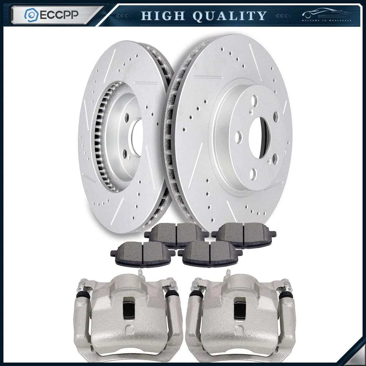 Front Brake Calipers Brake Rotors Brake Pads Set 8Pcs For 2003-2006 Pontiac Vibe 6B93BC-57 [1]