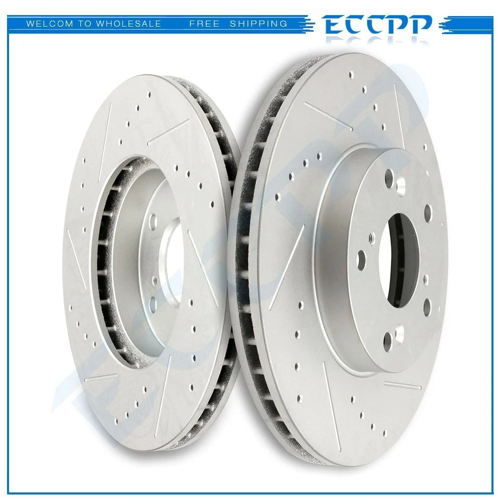Front Brake Rotors Discs For 2002 2003 2004 Honda CR-V Drilled And Slotted KOEEP [1]