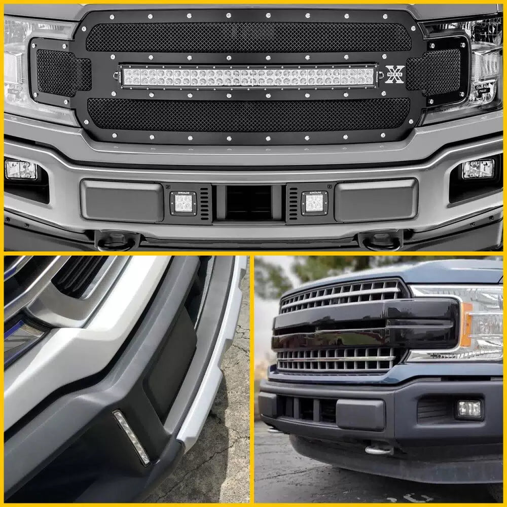 Front Bumper Center Cover Plastic Black Fits For 2018-2020 Ford F-150 3.3L 5.0L 6B93BC-57 [6]