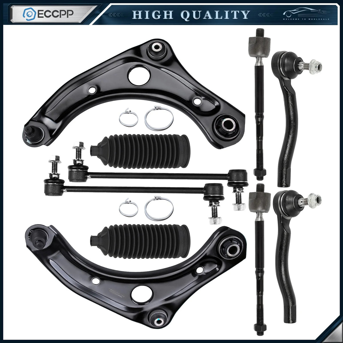Front Control Arm and Ball Joint Tie Rod Sway Bar End For 2012-2019 Nissan Versa KOEEP [1]